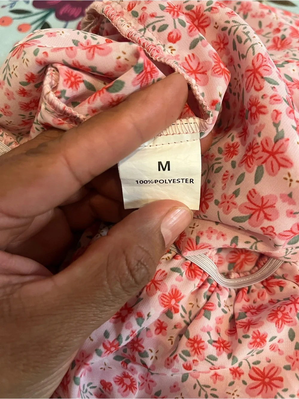 Floral Pink Puff-Sleeve Square-Neck Women's Top